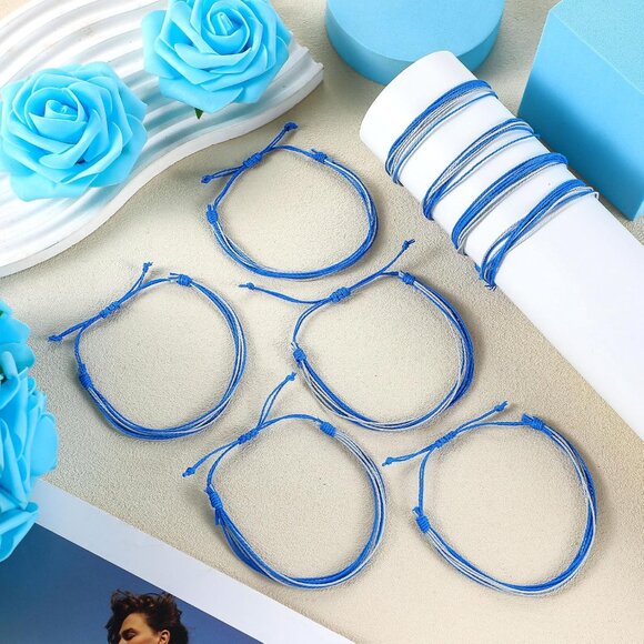 100 Pcs Blue-Grey Diabetes Awareness Bracelets Adjustable Soft Wax Rope Unisex - Picture 6 of 6